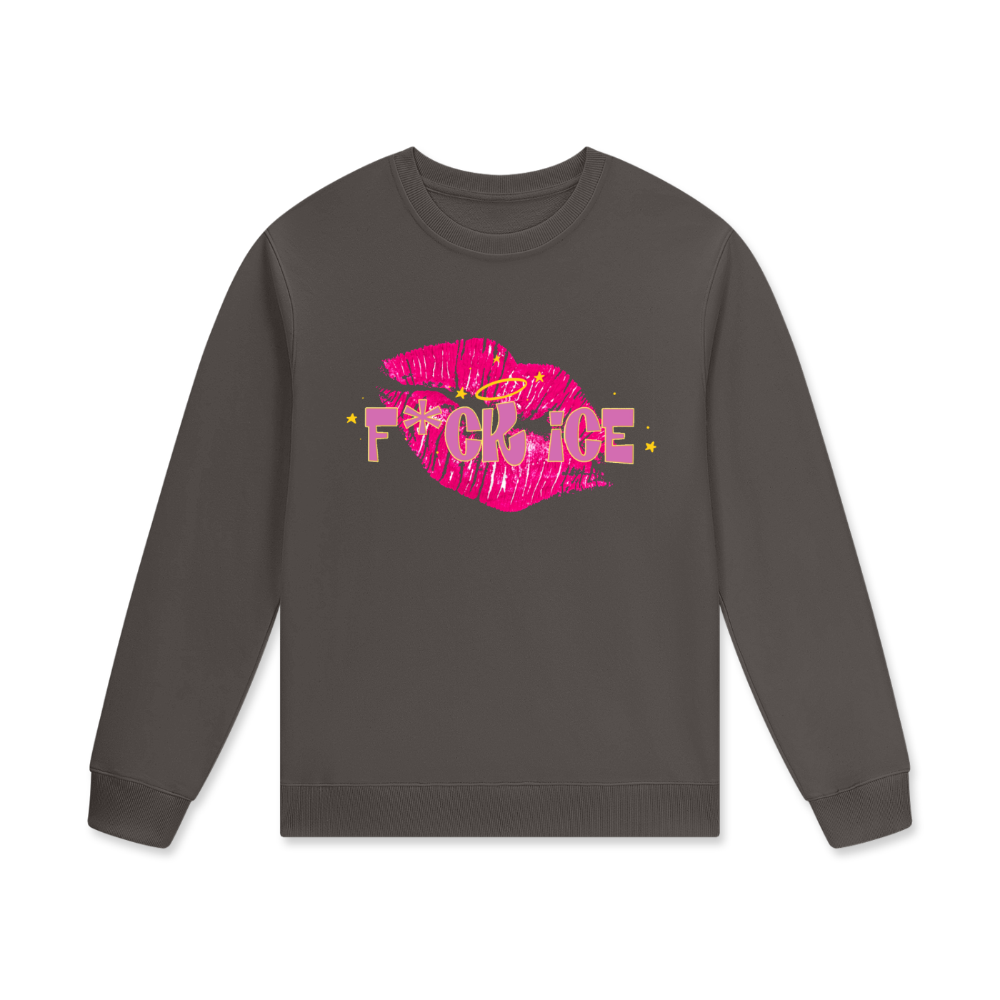 ‘F*ck ice’ pink kiss mark Streetwear Unisex Cotton Pullover