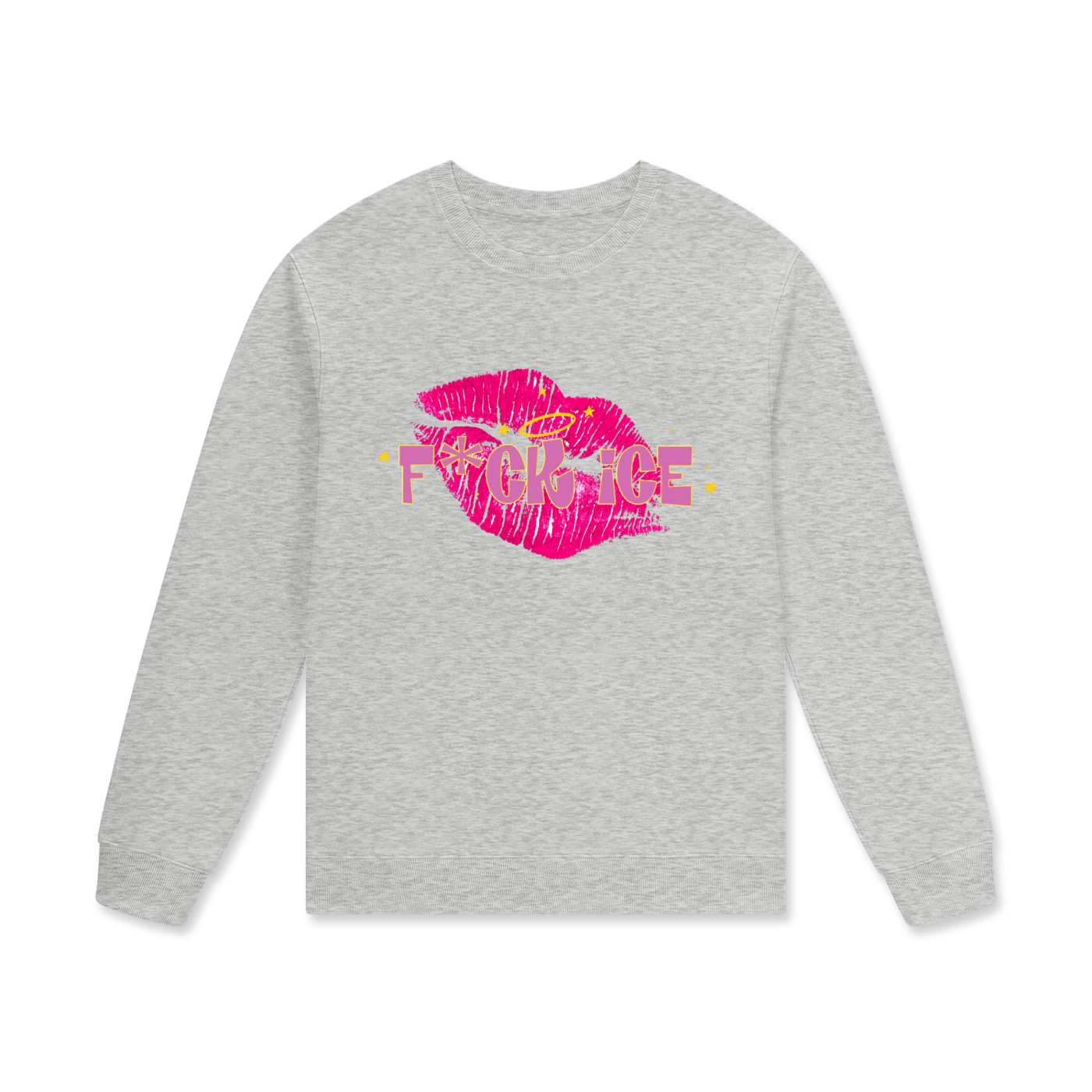 ‘F*ck ice’ pink kiss mark Streetwear Unisex Cotton Pullover