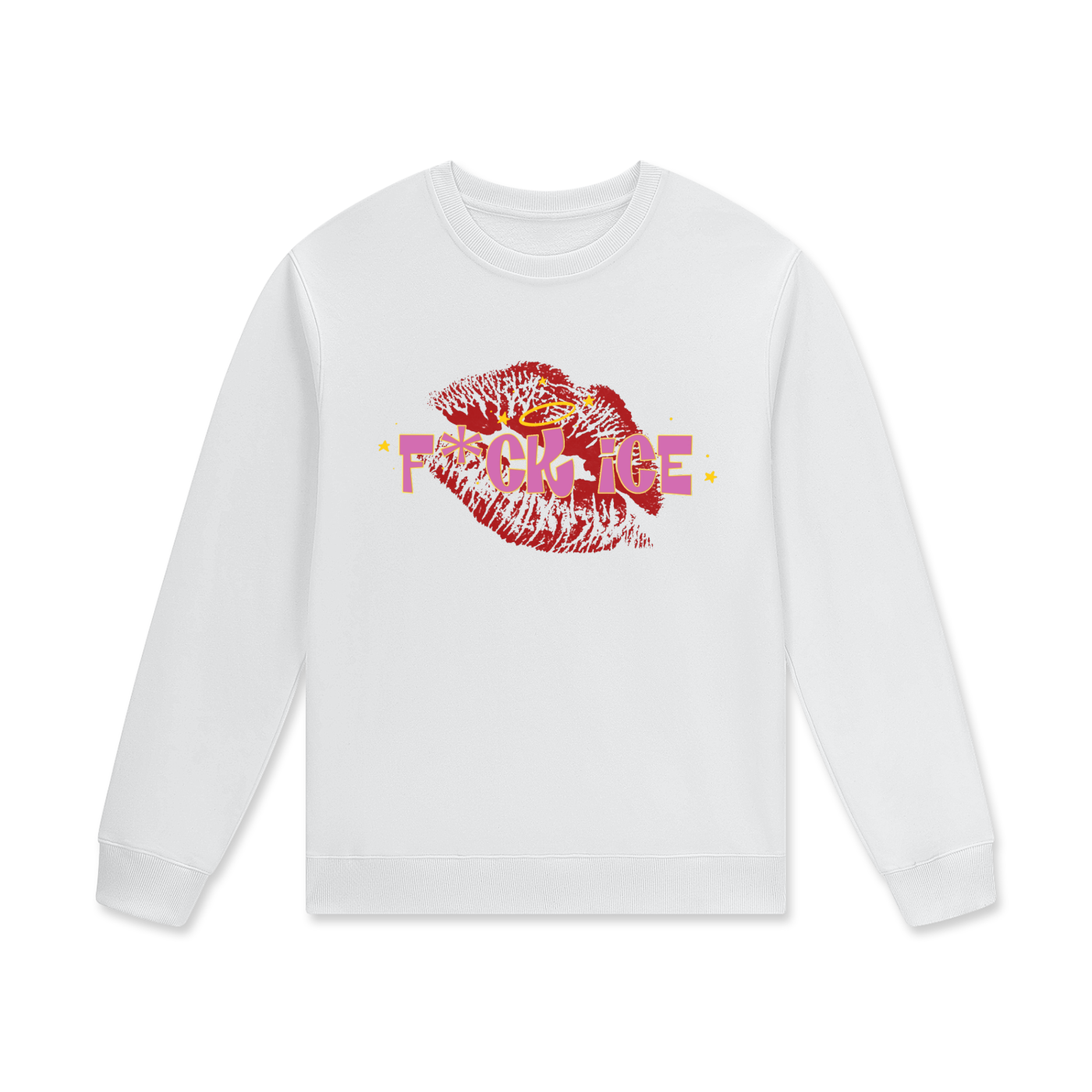 ‘F*ck ice’ Red kiss mark Streetwear Unisex Cotton Pullover