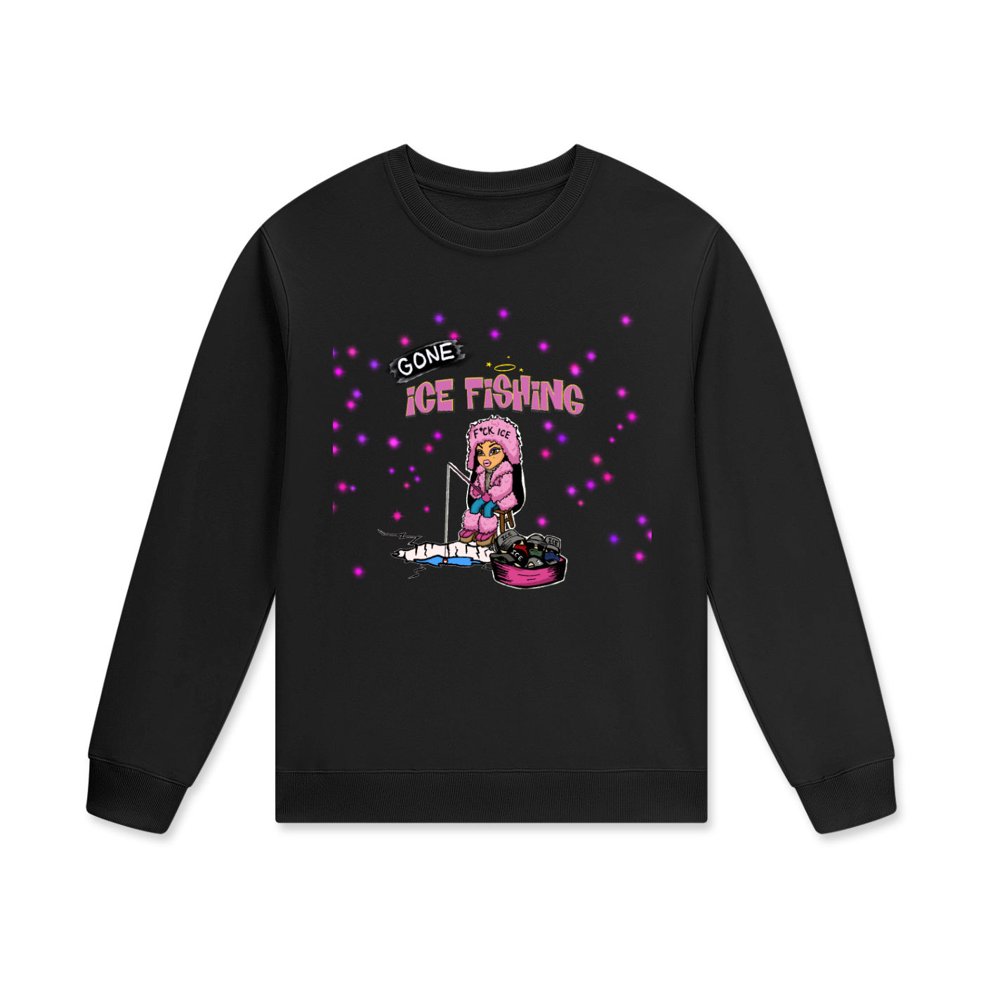 ‘Gone ice fishing’ Streetwear Unisex Cotton Pullover