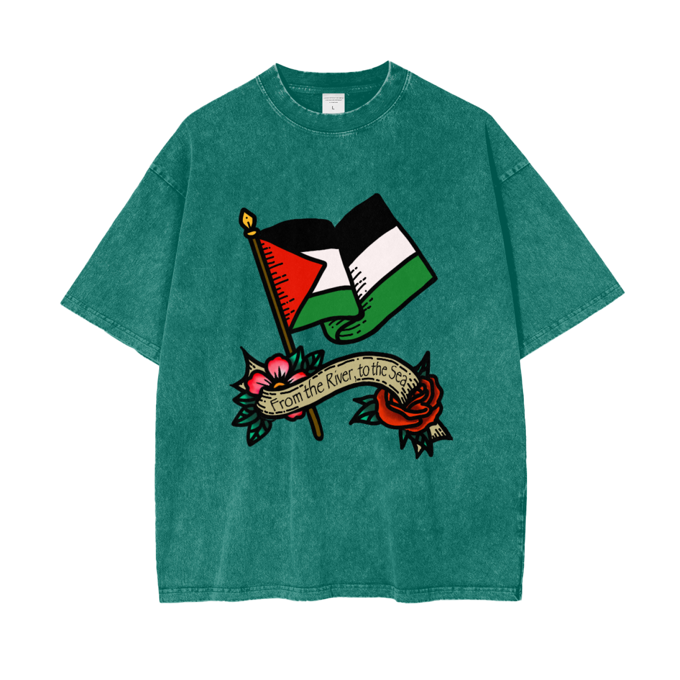 ‘Free Palestine’ Oversize Snow Washed T-Shirt