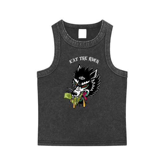 ‘Eat the rich’ Snow Washed Tank Top