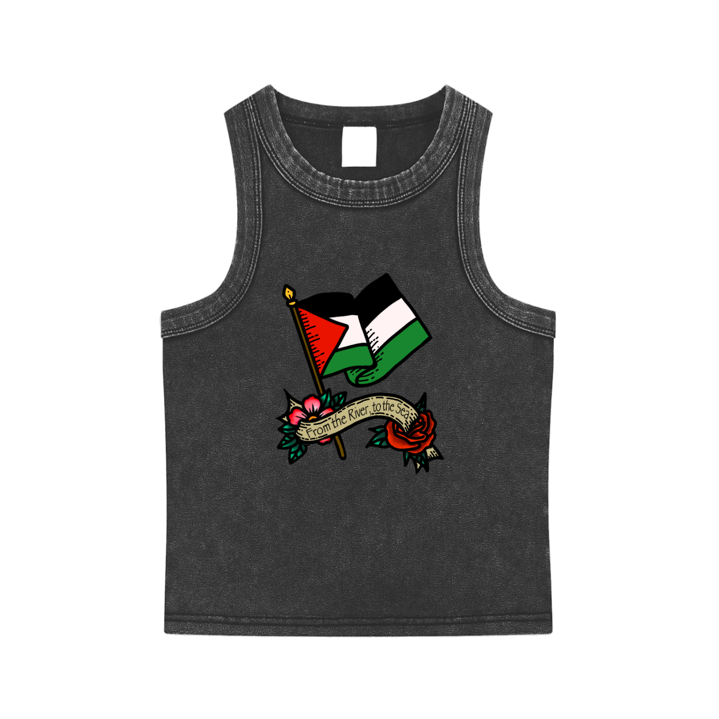 ‘Free Palestine’ Snow Washed Tank Top