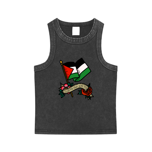 ‘Free Palestine’ Snow Washed Tank Top