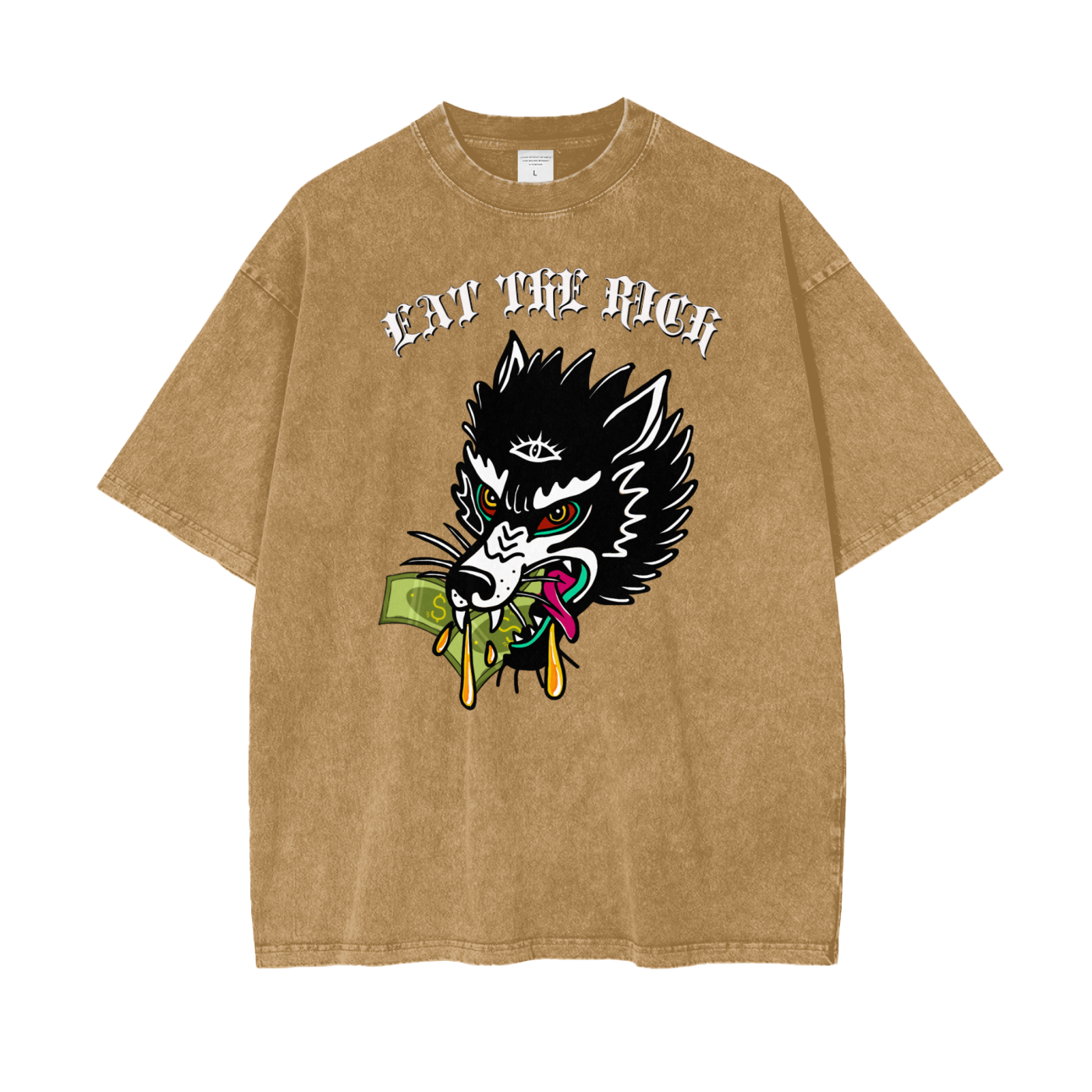 ‘Eat the rich’ Oversize Snow Washed T-Shirt