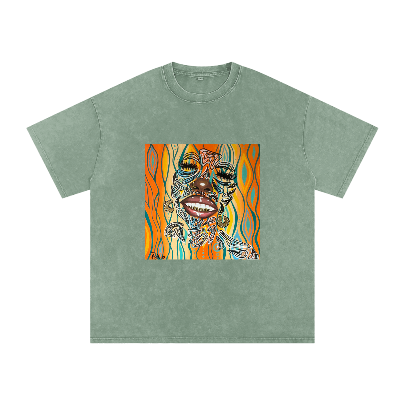 ‘Smile’ Snow Washed Oversized Cotton T-Shirt