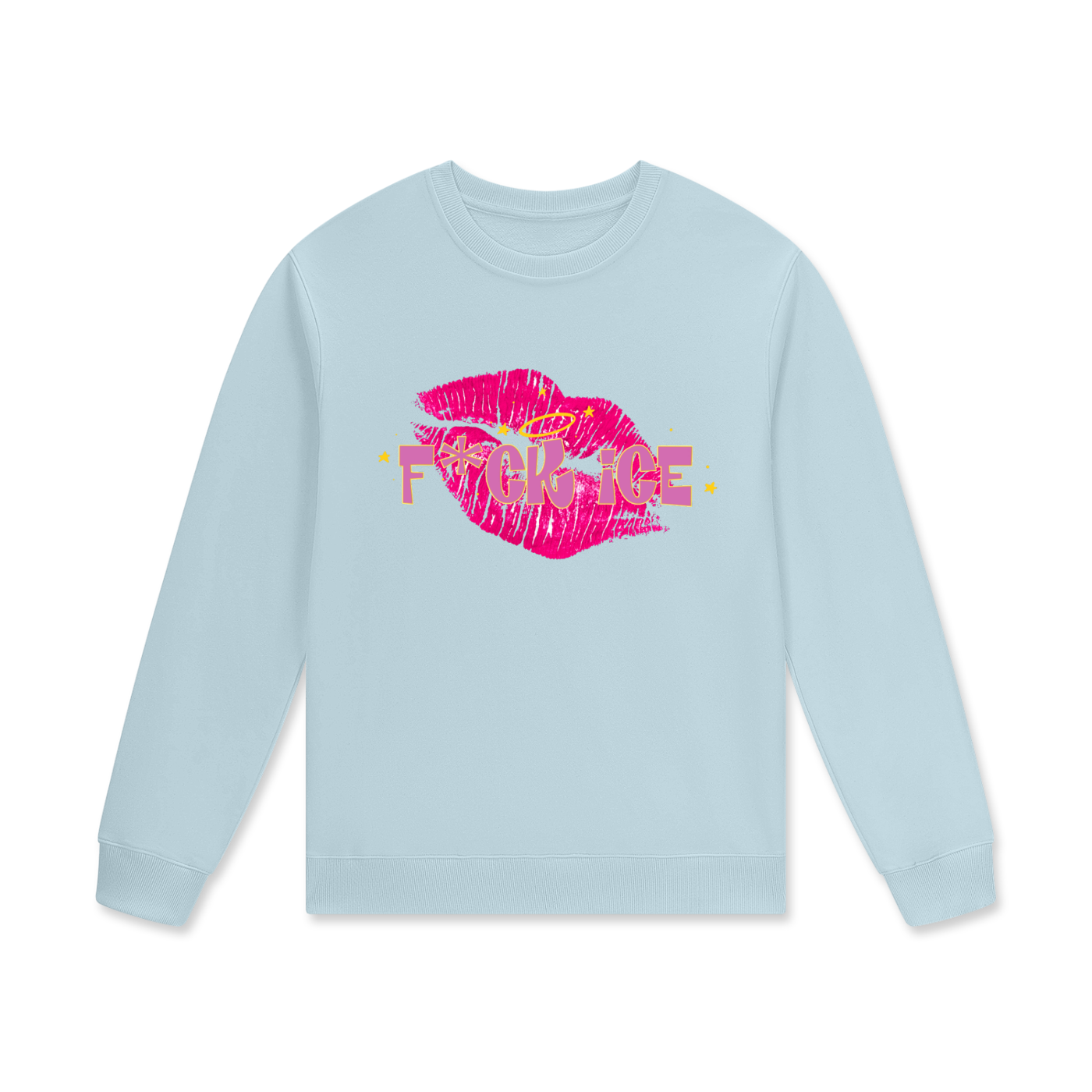‘F*ck ice’ pink kiss mark Streetwear Unisex Cotton Pullover