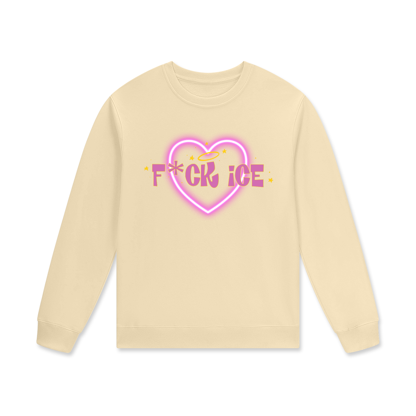 ‘F*ck ice’ pink heart Streetwear Unisex Cotton Pullover