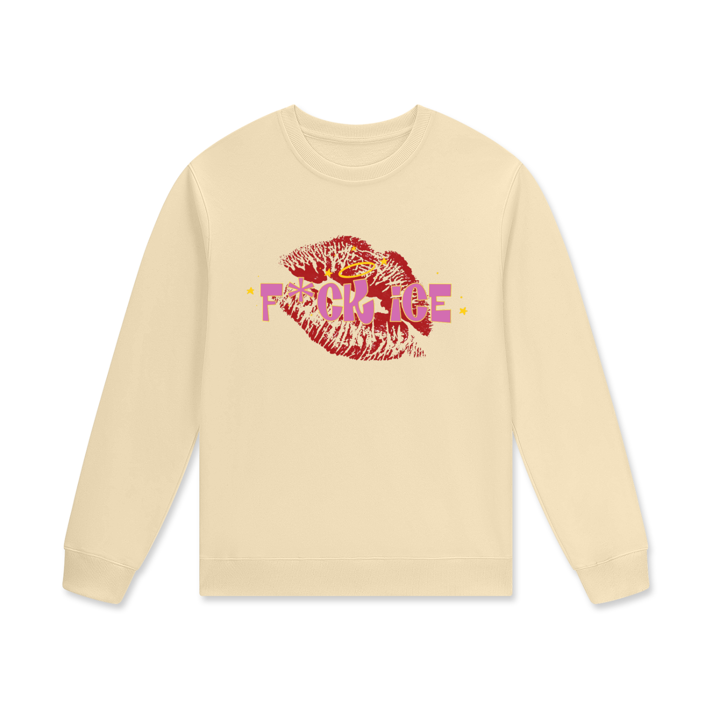 ‘F*ck ice’ Red kiss mark Streetwear Unisex Cotton Pullover