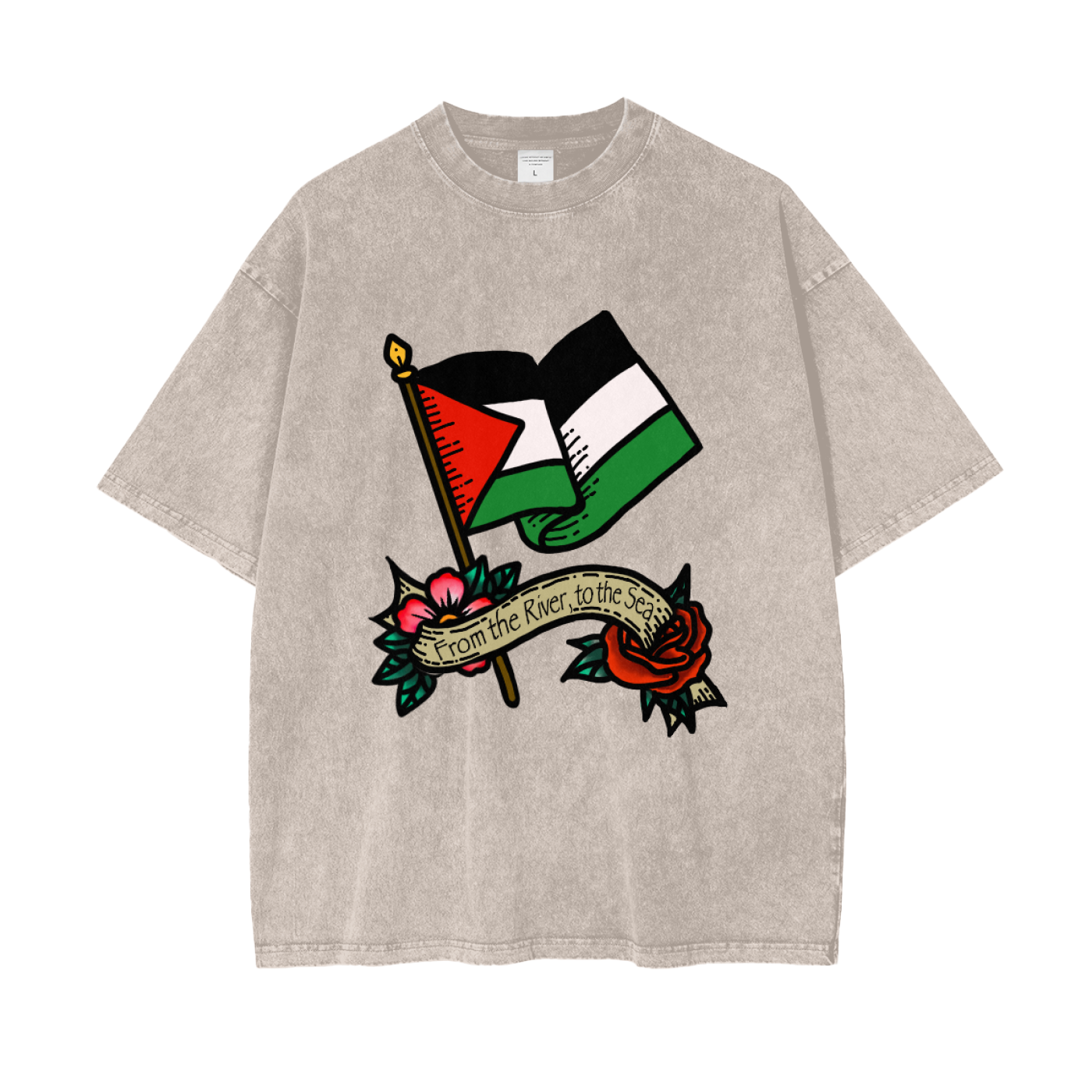 ‘Free Palestine’ Oversize Snow Washed T-Shirt